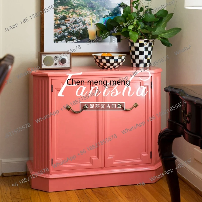 

Light luxury solid wood French entrance shoe cabinet integrated dining side living room decorative side cabinet advanced sense