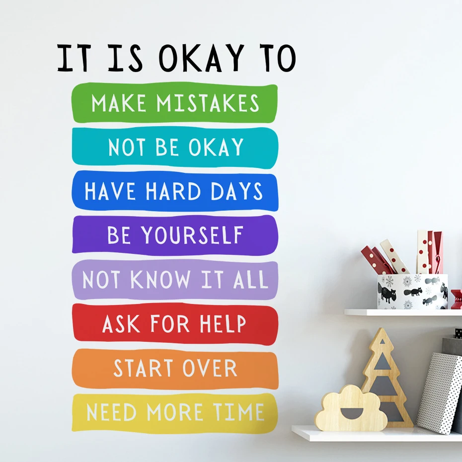 It's Okay to Not be Okay Poster, Motivational Kids Art, Classroom Posters Quotes, Educational Wall Art, Playroom Wall Art Decor