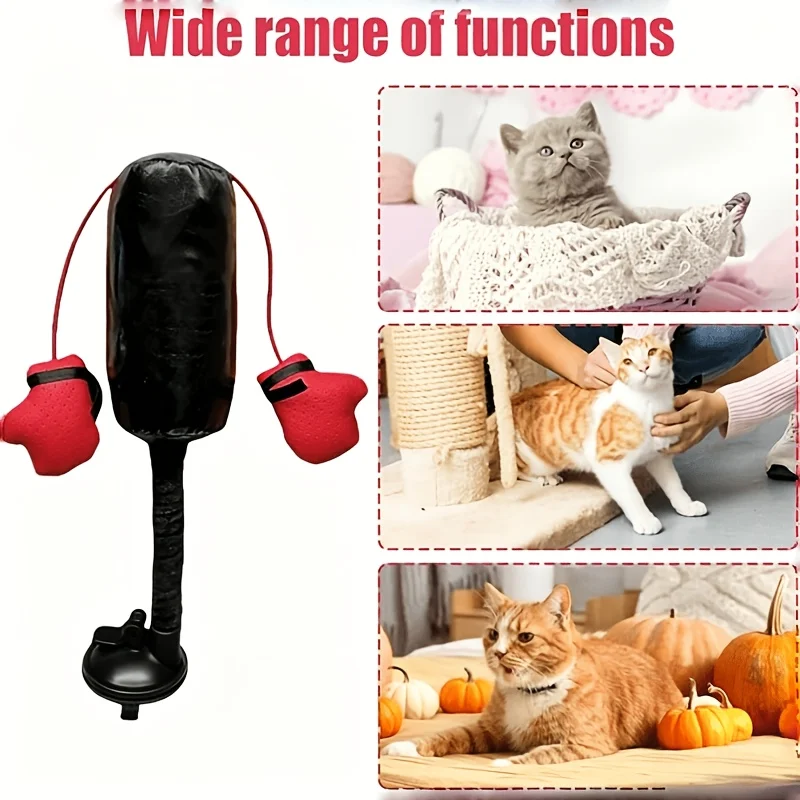 Cat Mini Boxing Punching Bag Toy Suction Cup Base Interactive Kitten Play Toy Stress Relief Pet Scratching Toy for Indoor Cats - view 4
