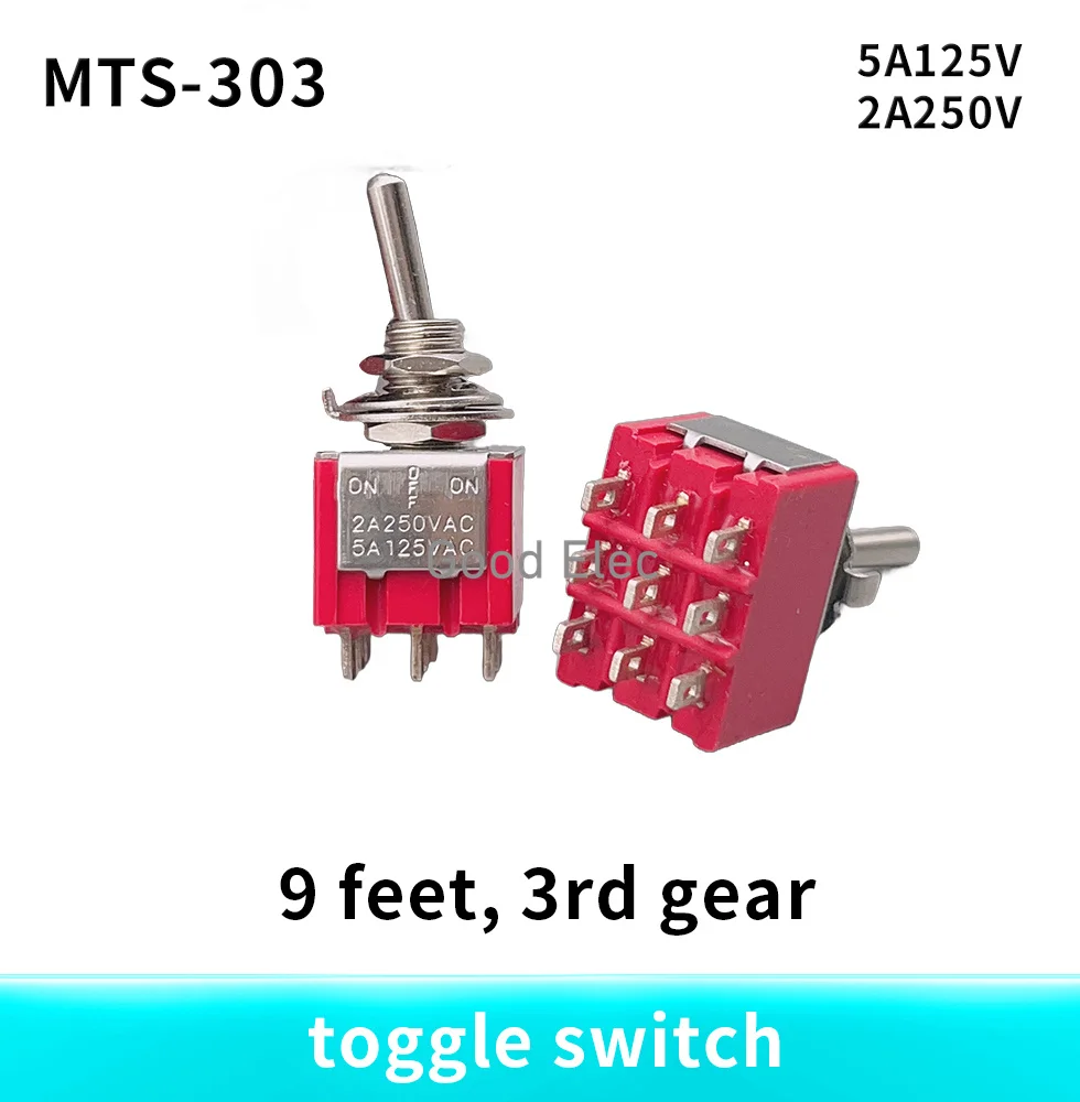 10pcs red  6A/125VAC 2A/250VAC 12 Pin 4PDT ON/ON 2 Position Mini MTS-302 MTS-303  MTS-402 MTS-403 Toggle Switch