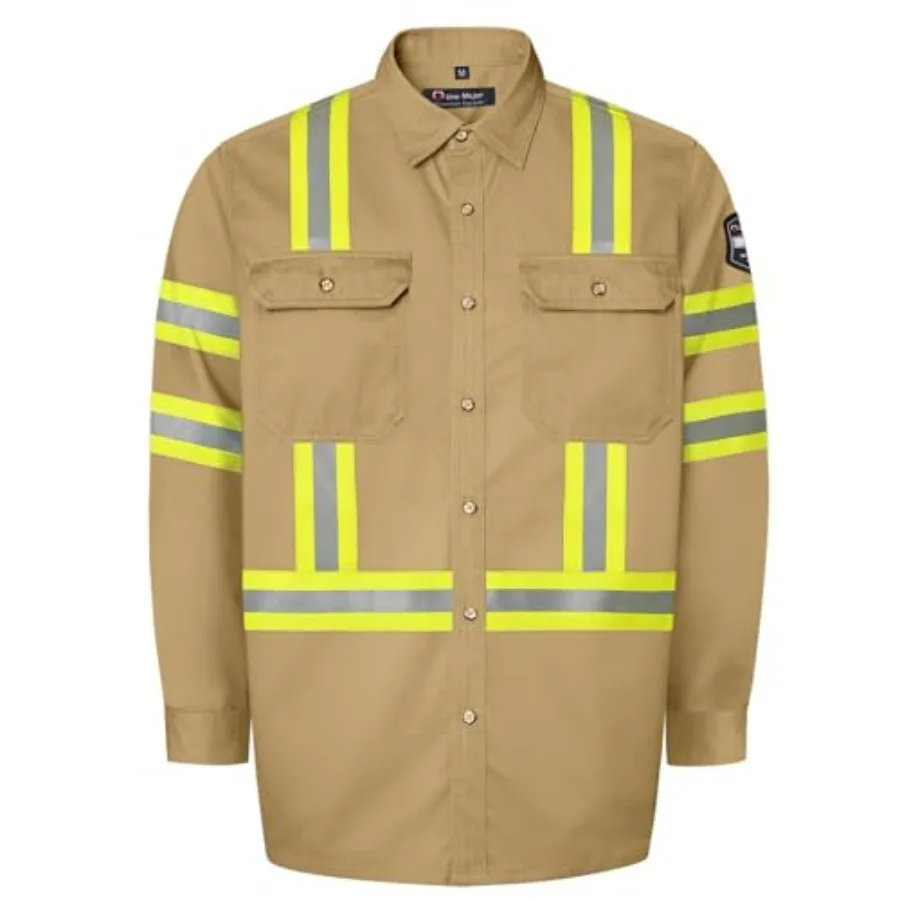 

Welding Shirt 7.5oz FR for Men 100% C Hi Vis Flame Resistant Jacket Fire Retardant Clothing Durable Accessories Meets NFPA2112