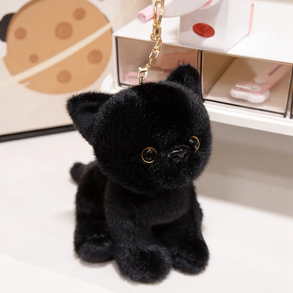 Gifts Realistic Kitten Shape Cat Keychain Furry Sitting Cat Keychain Soft Cute HandBag Pendant For Bag Decoration