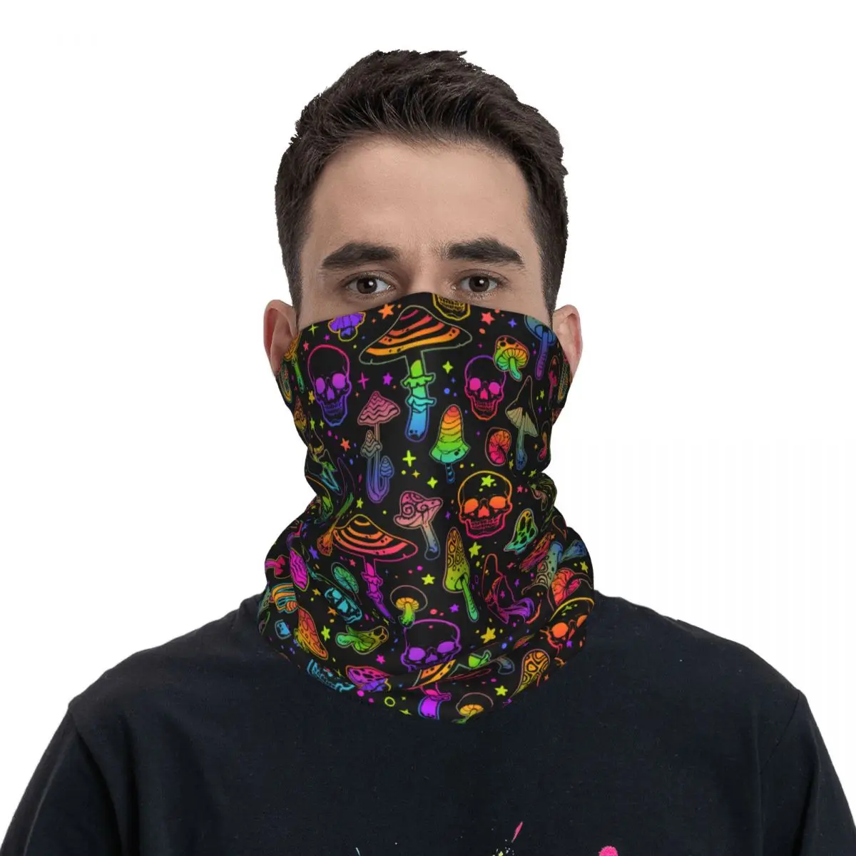 

Trippy Skull Mushroom Psychedelic Bandana Neck Cover Accessories Aesthetic Mushrooms Face Scarf Multifunctional Cycling Scarf