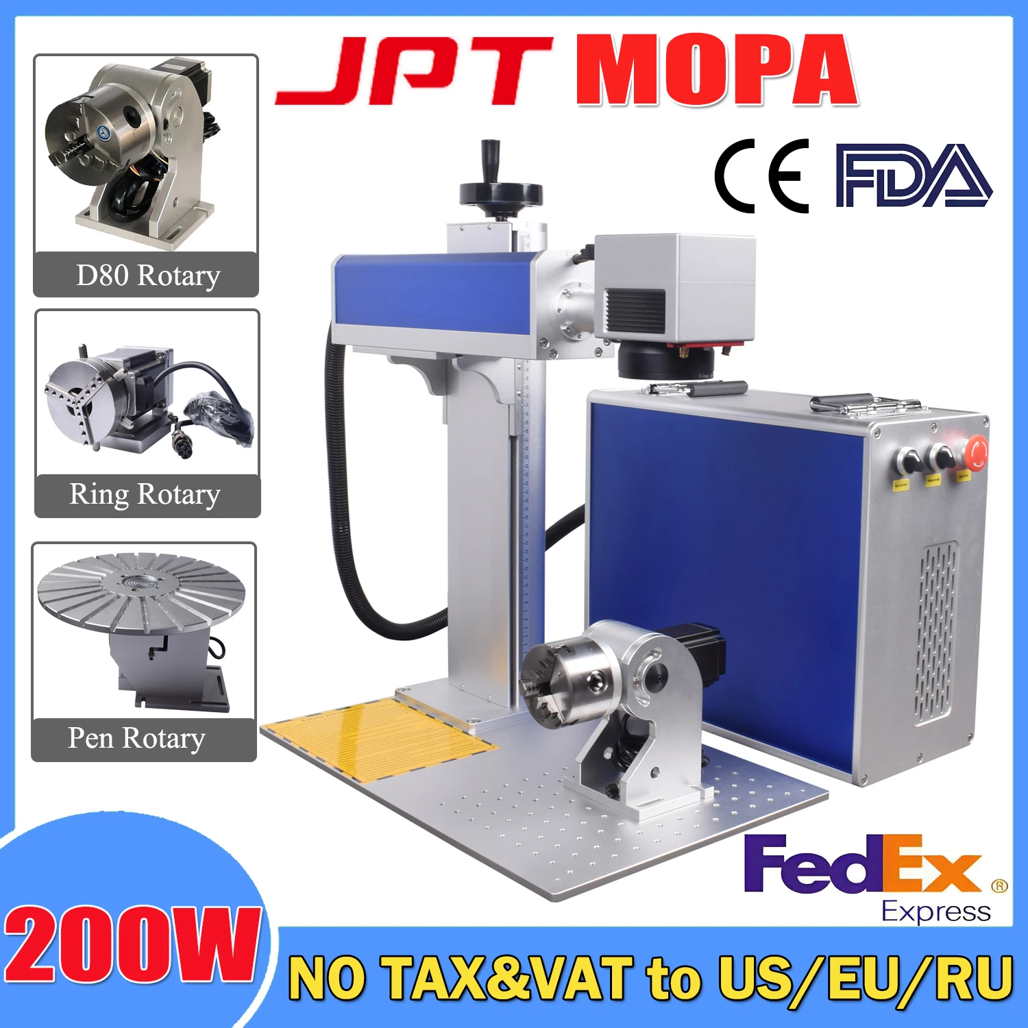 Stock europeo JPT 200W MOPA Galvo máquina de marcado láser de fibra JPT láser para Metal oro plata corte de grabado de Metal lente 175*175MM
