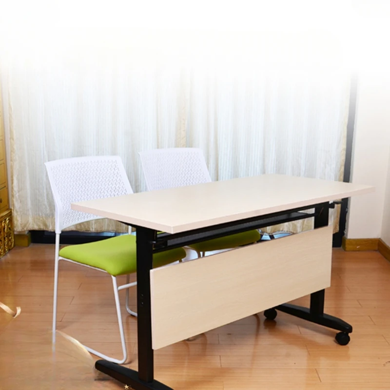 Student training desk, simple folding meeting, double class long strip combination, steel frame, baffle computer