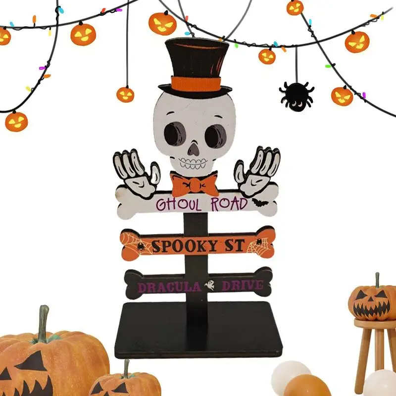 Halloween Party Decors Ghost Pumpkin Skeleton Spooky Halloween Tabletop Centerpieces Halloween Wooden Table Decorations Tools