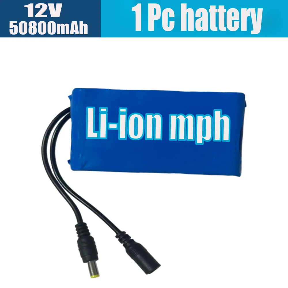 

18650NewPortableBattery12V 50800mAh Rechargeable Lithiumion BatteryDCPackage Capacity12.6v 50.8AhCCTVSurveillanceCamera+Charger