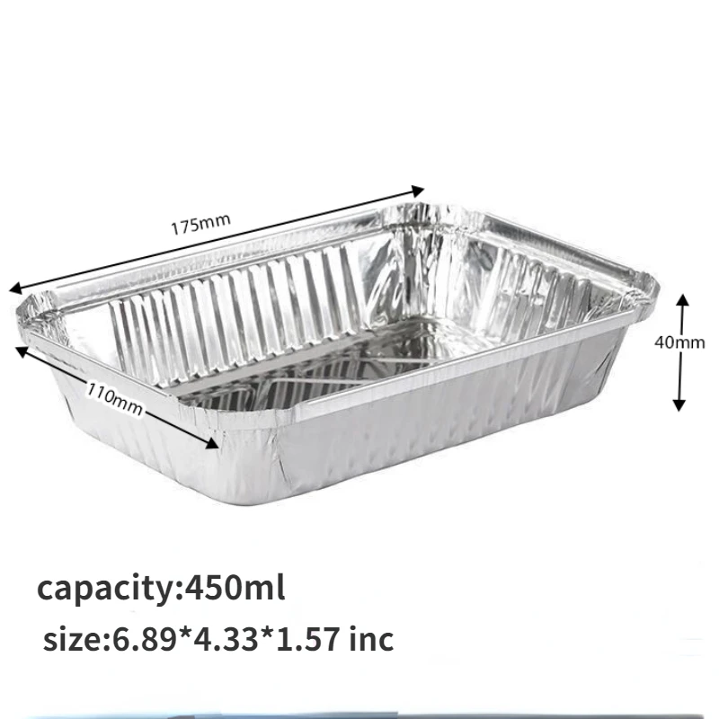 20Pcs Aluminum Foil Trays With Lids 450ml Disposable Food Grade Baking Pans For Double Basket Air Fryer Oven Cooking Packaging