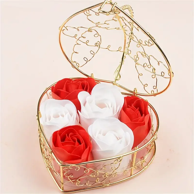 6pcs/box Rose Soap Flower Gift Box, Valentine's Day Gift, Wedding Gifts for Guests, Bridesmaids Gift, Party Favors, Home Decor