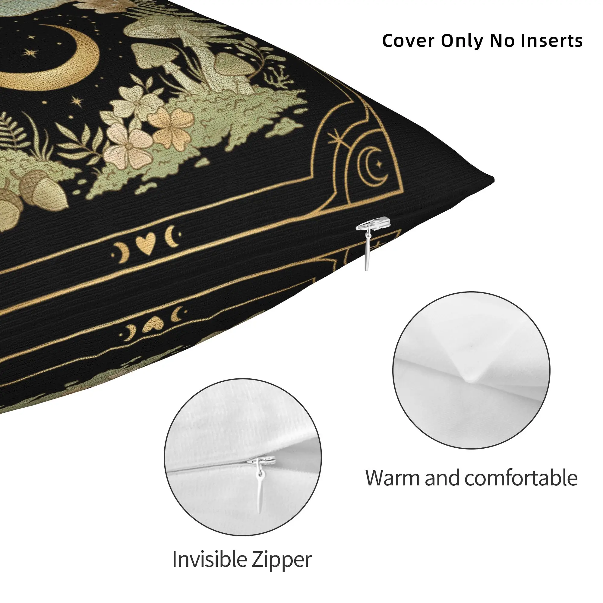 Printed Goblincore Luna Moth Tarot Map Moon Pillowcase Polyester Cushion Cover Decorative  Throw Pillow Case Cover Chair Zipper