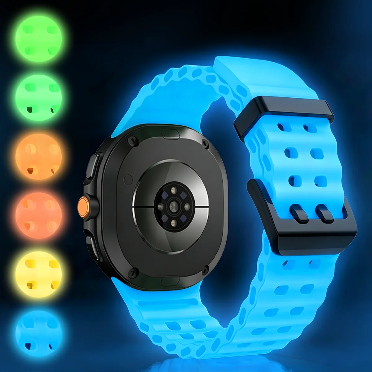For Samsung Galaxy Watch 8 9 40/44mm  8classic 46mm Ocean Luminous Silicone Sports Watch Band Unisex Replacement Wristband