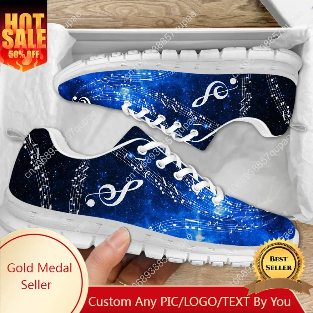 Musical Note Galaxy Design Sports Shoes Mens Womens Teenager Breathable Sneakers Casual Custom High Quality Couple Shoe