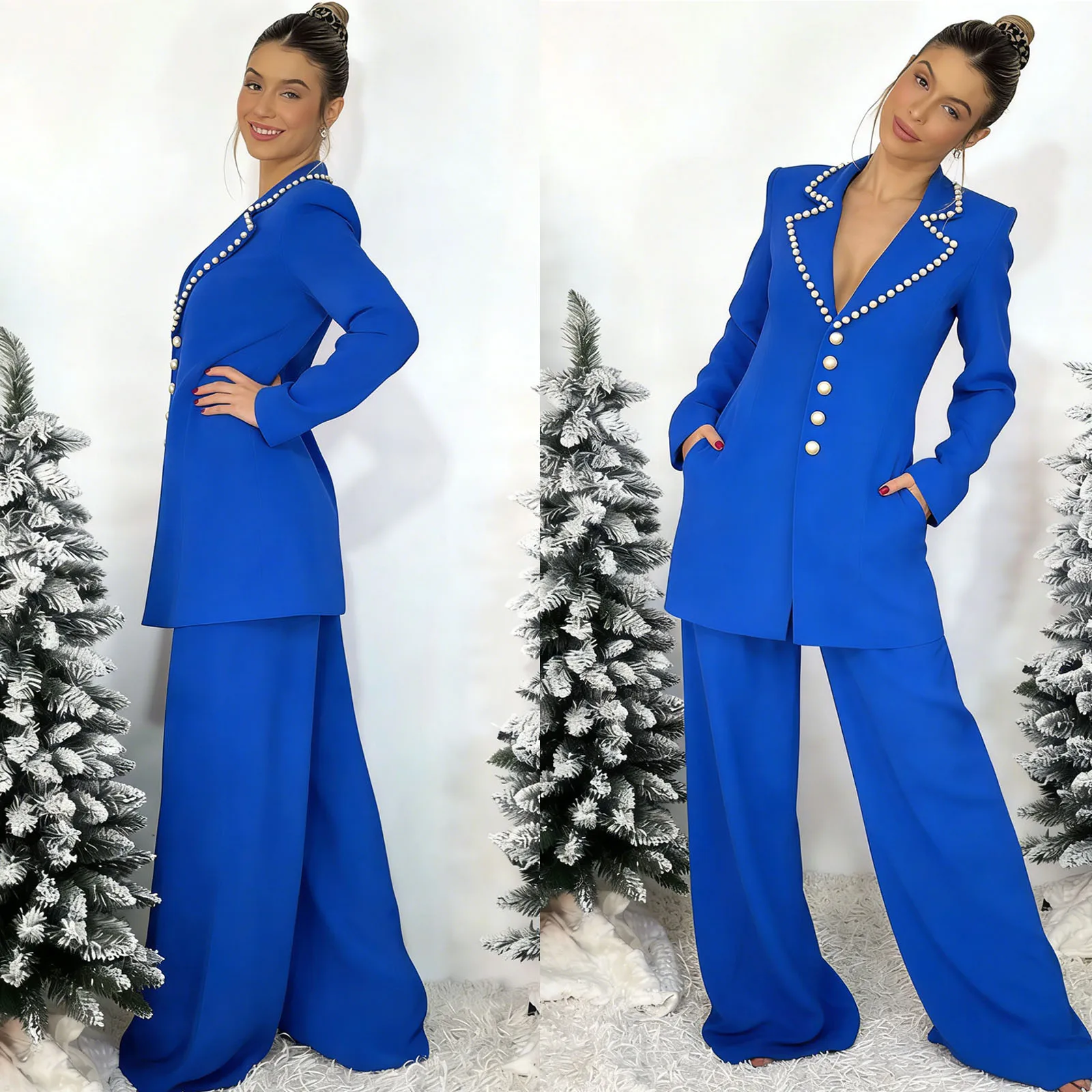 

Женские костюмы-пиджаки с длинными жемчужными бусинами, 2 предмета, большие размеры, костюмы для матери невесты, индивидуальный пошив, для свадеб, вечеринок, торжественных мероприятий, наряды для знаменитостей