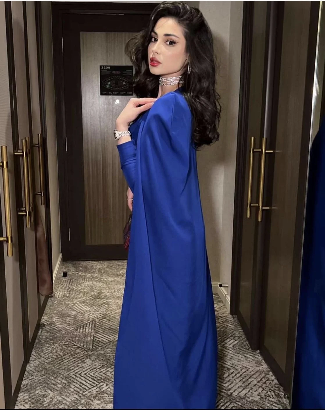 Elegante sereia azul real árabe dubai vestido de festa de baile com envoltório quadrado cetim mangas compridas vestidos de noite formais robe de soiree