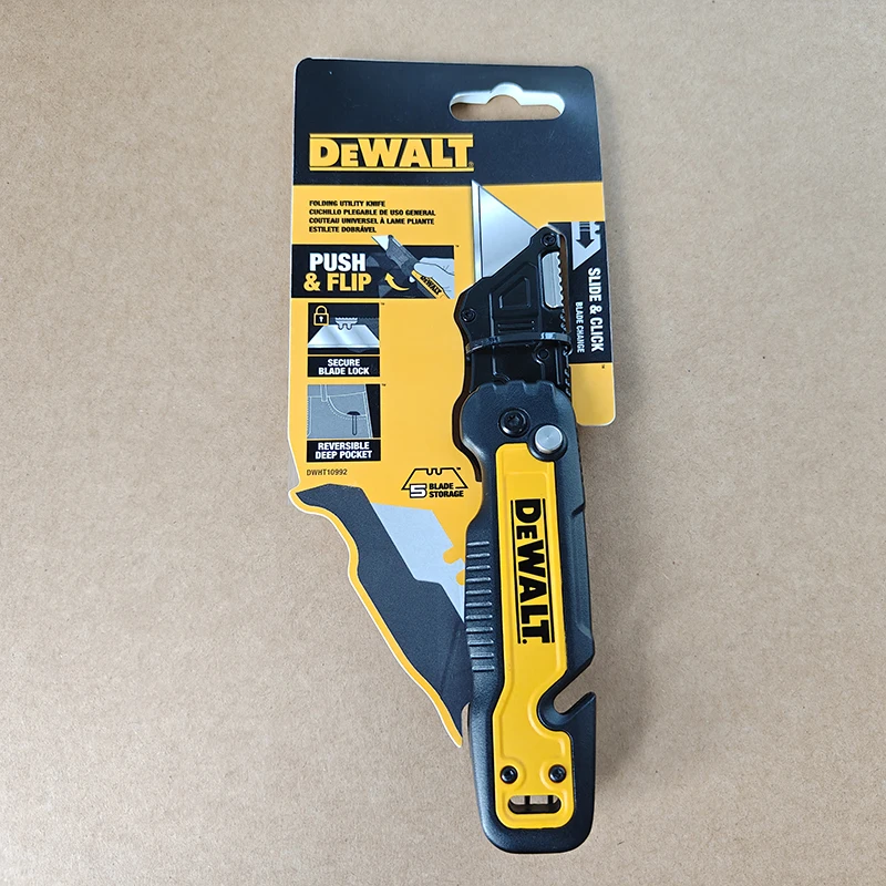 DEWALT DWHT10992 Push & Flip Folding Utility Knife with On-Board Blade Storage & Gut Hook