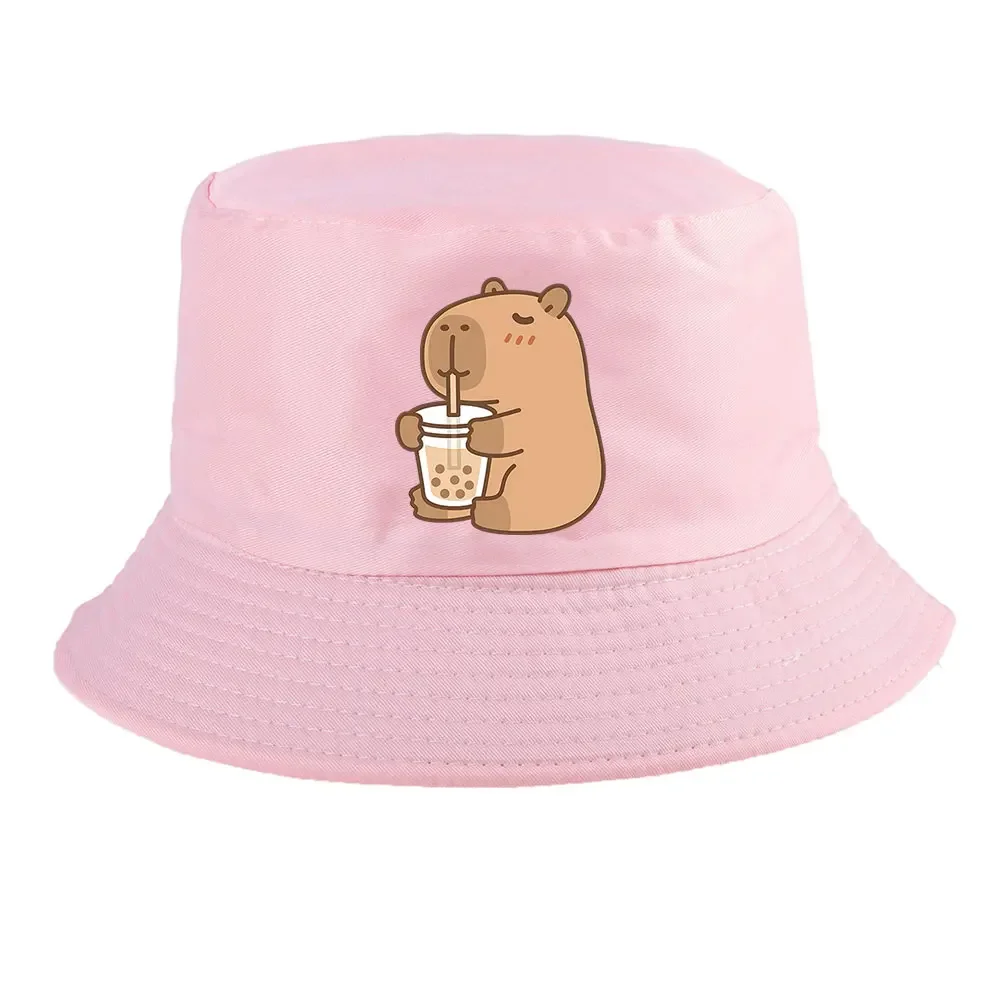 Summer Spring Ladies Cotton Korean Casual Outdoor Sunprotection Capybara Bucket Hat Fisherman Hats For Teenagers Men Women