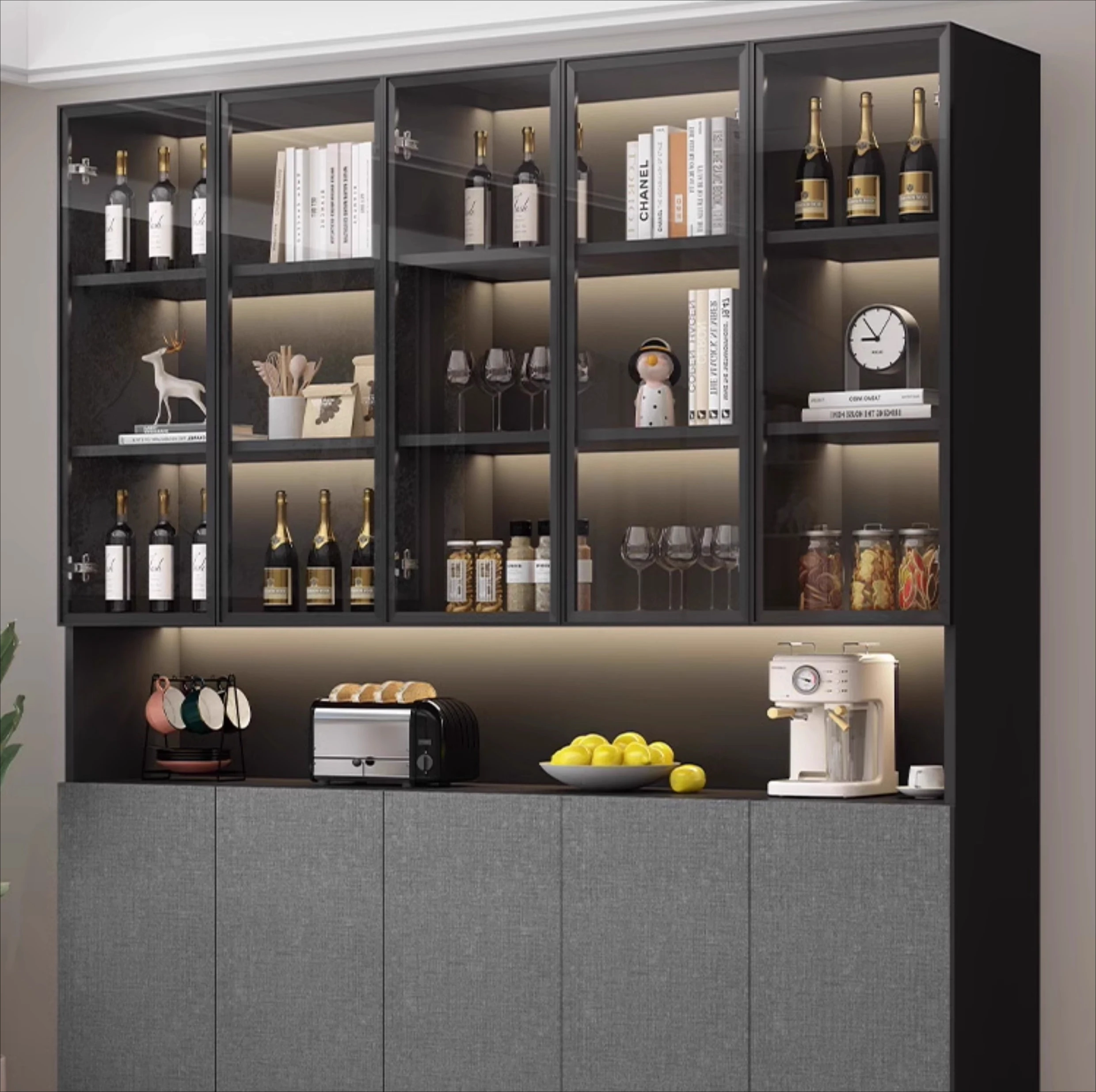 

Household, solid wood, wine cabinet, display, living room, against the wall, light luxury, integrated, side cabinet