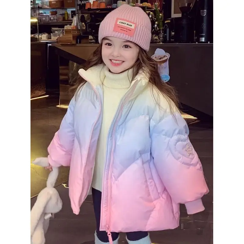 New 2025 Winter Girls Thick Down-Filled Waterproof Cotton Padded Jacket Fashionable Coat for Baby Kids Cold Weather Outerwear