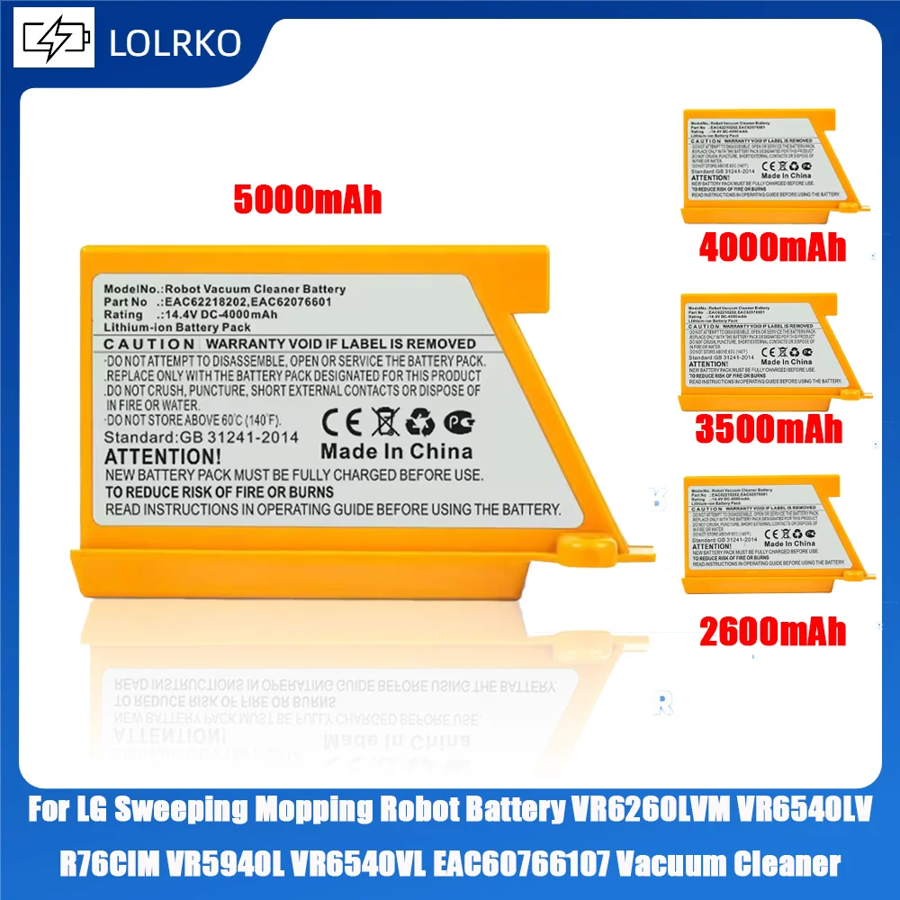 4000mAh EAC62218205 For LG Sweeping Mopping Robot Battery VR6260LVM VR6540LV R76CIM VR5940L VR6540VL EAC60766107 Vacuum Cleaner