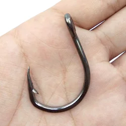 100pcs/lot 1/0-12/0 10827 Stainless Steel Barbed Fishing Hooks With Big Hook Eyes Catch Bass Fishing Accessories