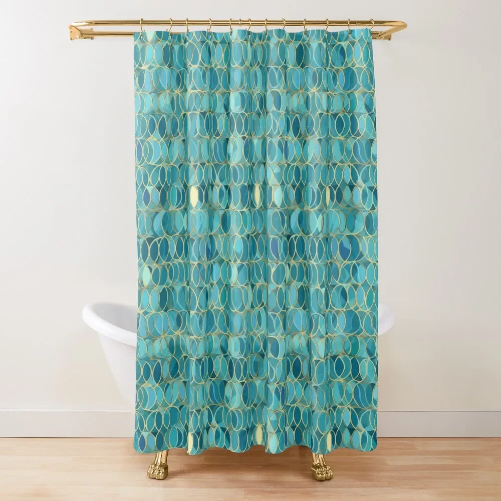 

Teal & Gold Mosaic Pattern Shower Curtain Bathroom Accessorys Shower For Bathroom Curtain