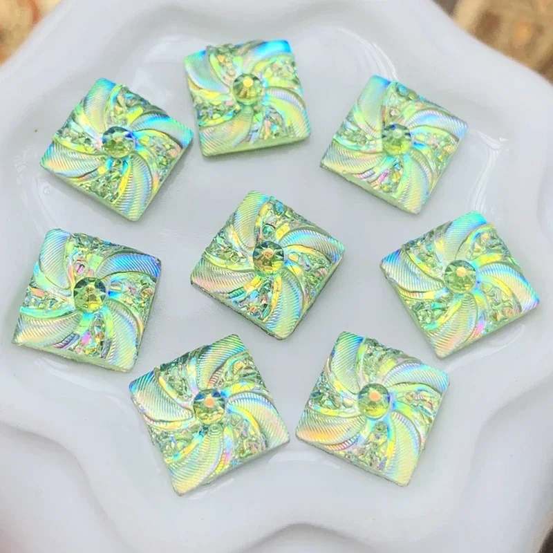 Resin Rhinestones FlatBack Square 10mm For DIY Crafts Scrapbooking Clothes Nail Art Decoration Wedding buttons 40pcs -HB92