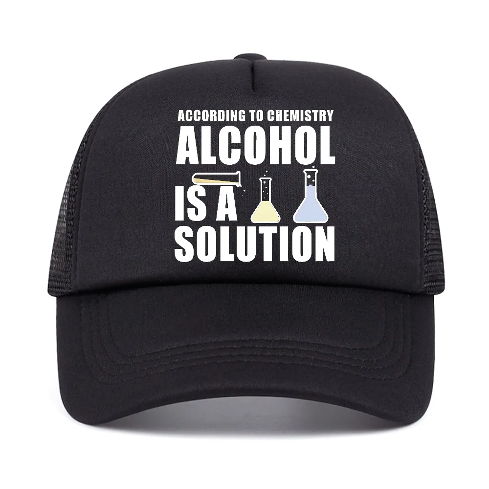 Funny Chemistry Nerd Science Alcohol Solution net Baseball Cap For Men women Casual Fashion streets sun hat mesh trucker hats