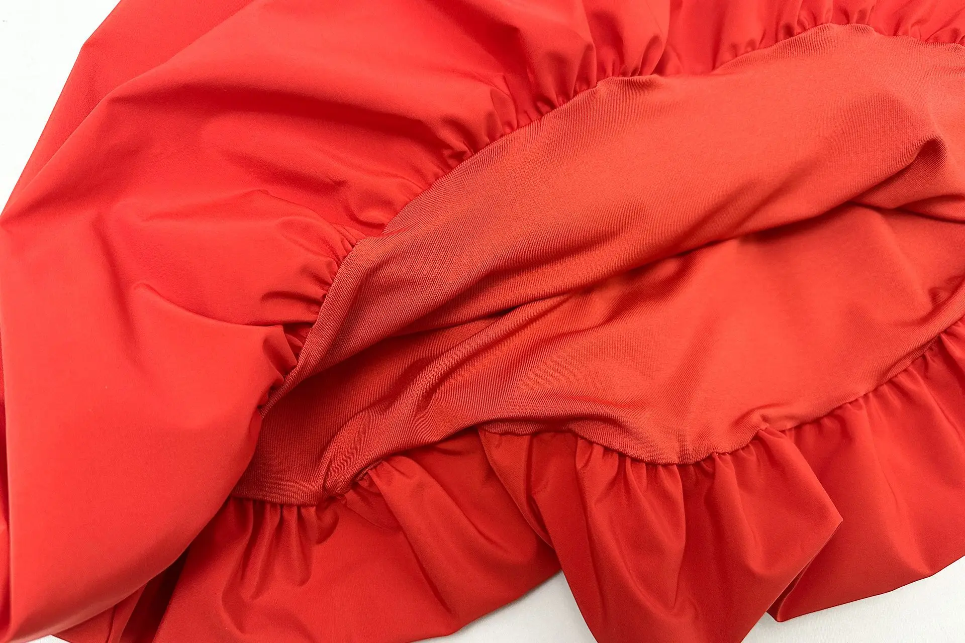 فستان Bangniweigou بدون حمالات باللون الأحمر للنساء أنيق ونحيف ومتوهج بمظهر فانوس لطيف ومطوي قصير #6