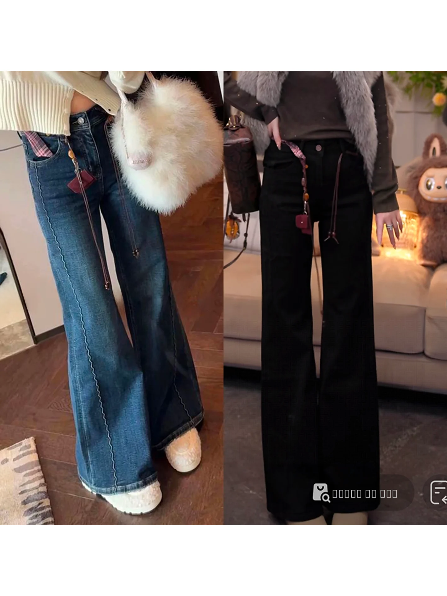 

Теплые джинсы с подкладкой Thiened Fce, тонкие брюки-клеш с высокой талией для женщин, осенне-зимние высокоэластичные хлопковые джинсы