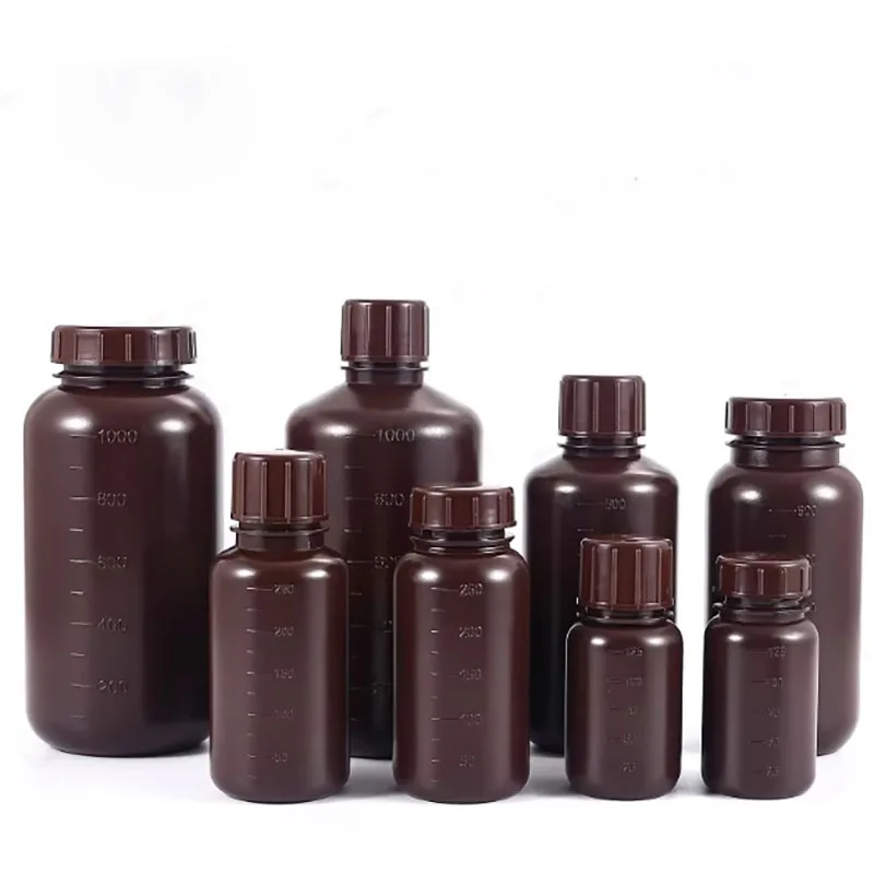 

Brown plastic bottle HDPE reagent bottle large and small mouth light-proof and UV-proof graduated bottle thickened