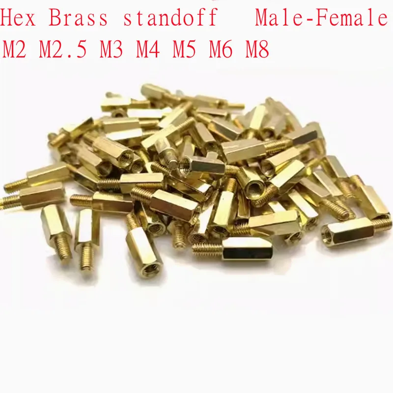 2pcs-50pcs M2 M2.5 M3 M4 M5 M6 M8 Male to Female Brass Spacer Long Hexagonal Brass PCB Standoff Spacers