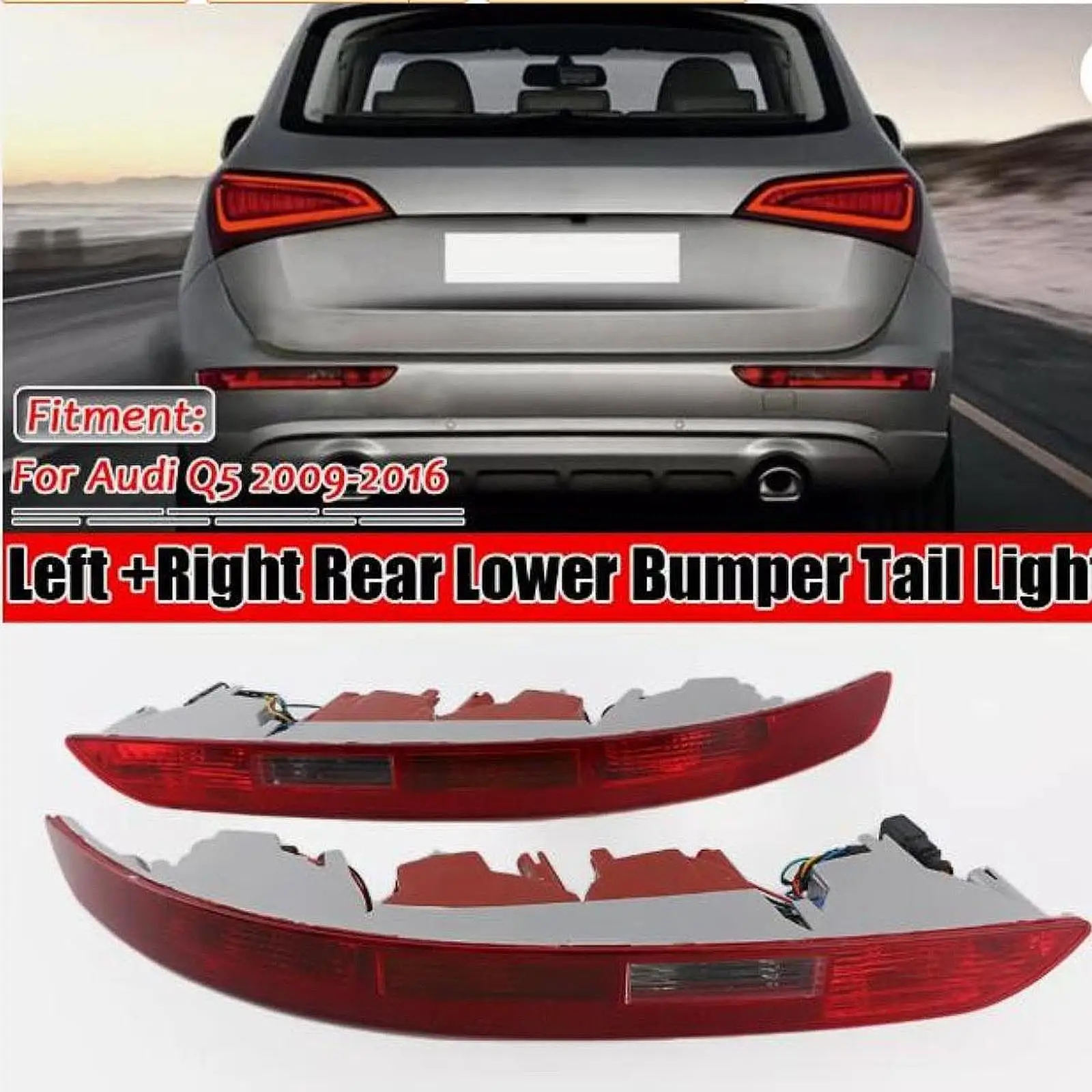 

Rear Bumper Tail Lights 8R0-945-096 Premium Spare Parts Practical Portable 1 Pair Replace Accessories for Audi Q5 2009-2016