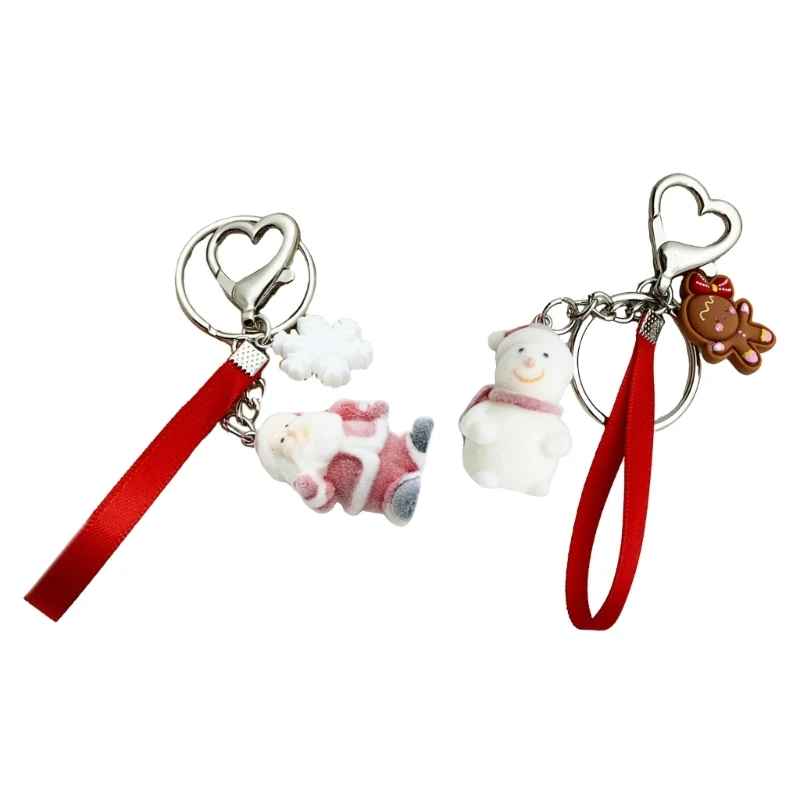 Festival Snowman Keyring Adornment Stylish Snowman Key Pendant Soft Flocking Christmas Decoration for All Ages 37JB