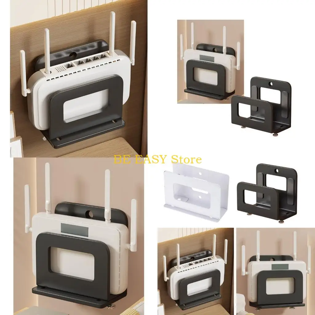 

E28F Drillless Wall Mount Router Shelf Organizers For Electronics Space Saving Design