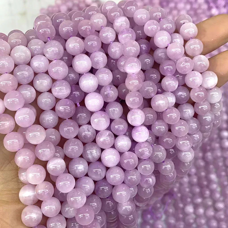 6-8mm naturale AAA Kunzite viola Spodumene perline di pietra gemma rotonda perline sciolte per gioielli che fanno accessori per bracciali fai da te