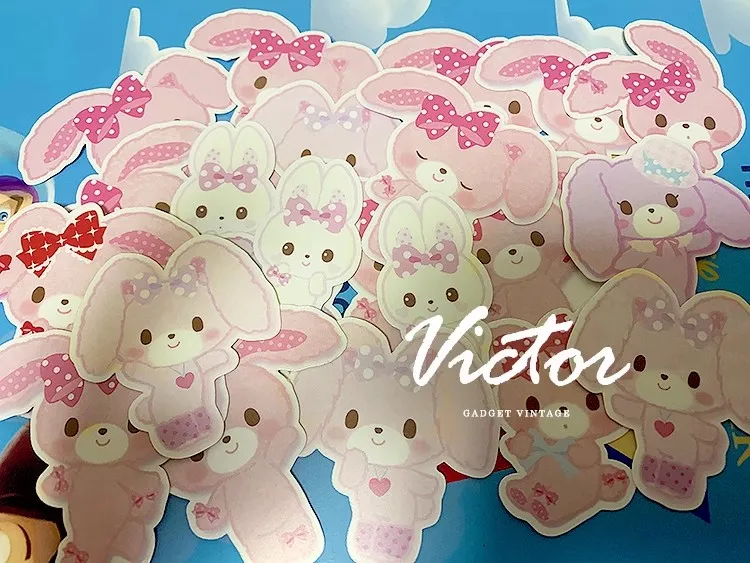 Cute Bonbonribbon Stickers 20 Pieces Set Kawaii Pink Rabbit Bunny Sticker Waterproof Book Decor Scrapbooking Sticker