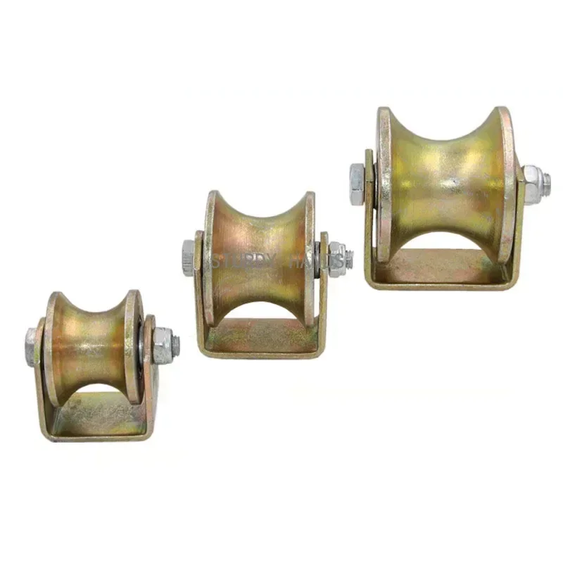 

1PCS Round Steel Pipe U-shaped Track Wheel Double Bearing Sliding Door Grooved Fixed Load Pulley