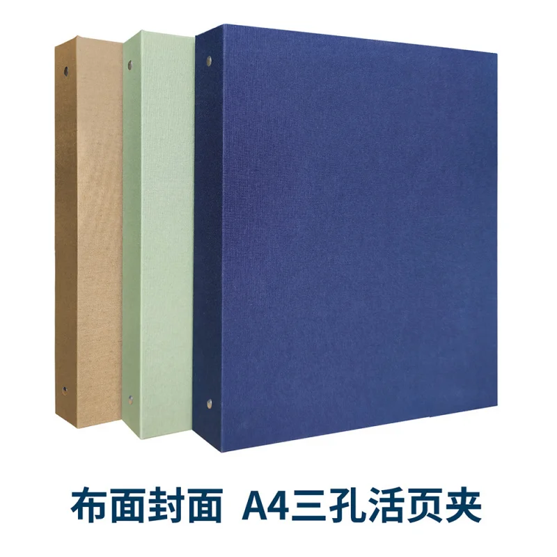 Customized. Guangmei Factory Linen Cover Large A4 Three-Hole Binder Exam Paper Music Score Storage Office Loose-Leaf Binder
