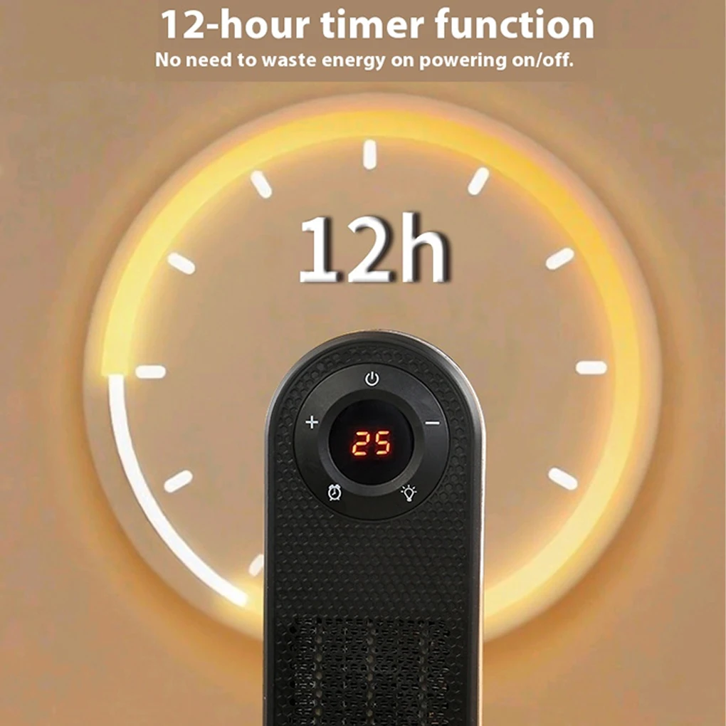 سخان مكتبي صغير محمول مع شاشة LCD عن بعد تسخين سريع سخان مكتب كفاءة في استخدام المكاتب المنزلية قابس الولايات المتحدة/الاتحاد الأوروبي