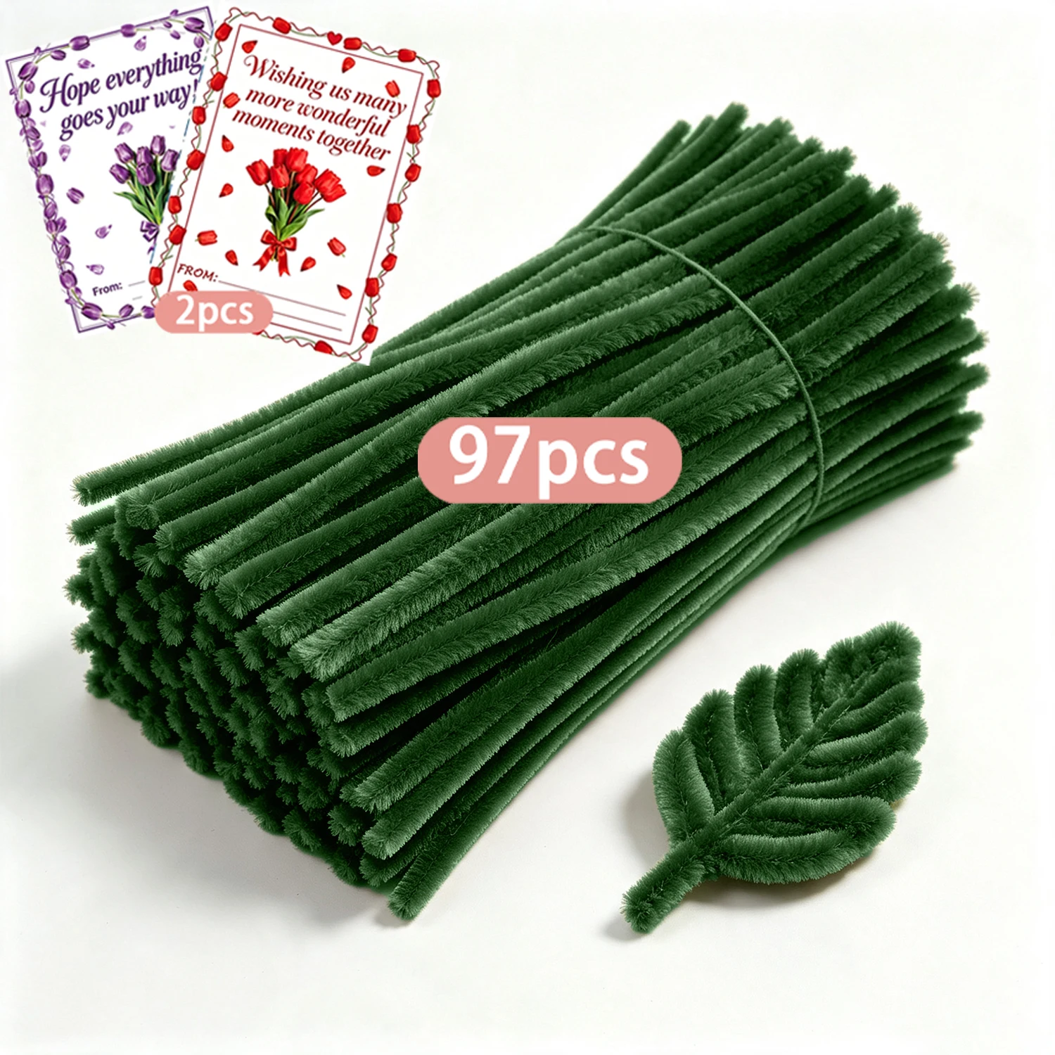 99/242/487 Pcs Red‑Tone Pipe Cleaner Flower Bouquet Set, Fuzzy Chenille Sticks For Wedding, Party & Home Decor view 5