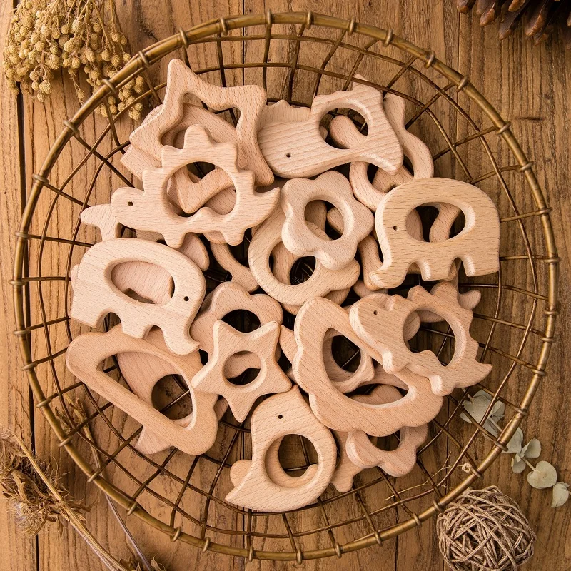 Mordedor de madera para bebé, colgante de chupete de animales, sin BPA, haya, Koala, roedor, juguetes para la dentición, productos para niños, regalos, 1 ud.