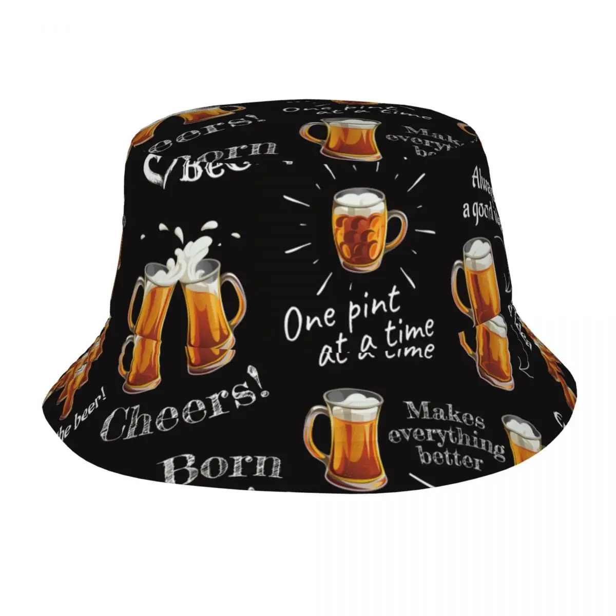 Beer Glasses Bucket Hats Travel Headwear Fishing Hat for Camping Teen Boonie Hat Foldable