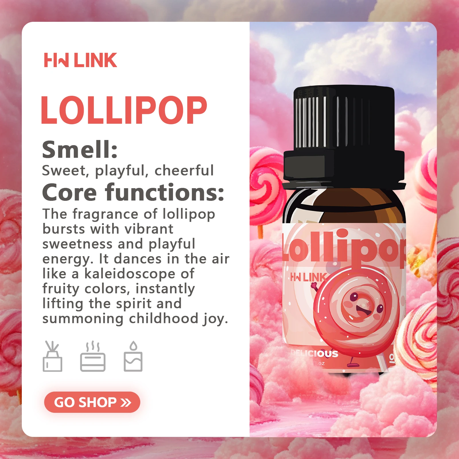 10ml Lollipop Fragrance Oils Sweet Scent Long Lasting Fragrance Oil For Diffusers Gift For Friends Candle Making