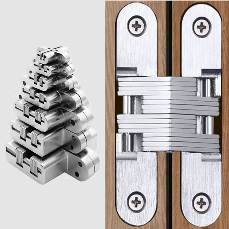 Hidden Gate Hinge Stainless Steel Invisible Hinges Concealed Barrel Wooden Box 180 Degree Folding Heavy Duty Built-in Door Hinge