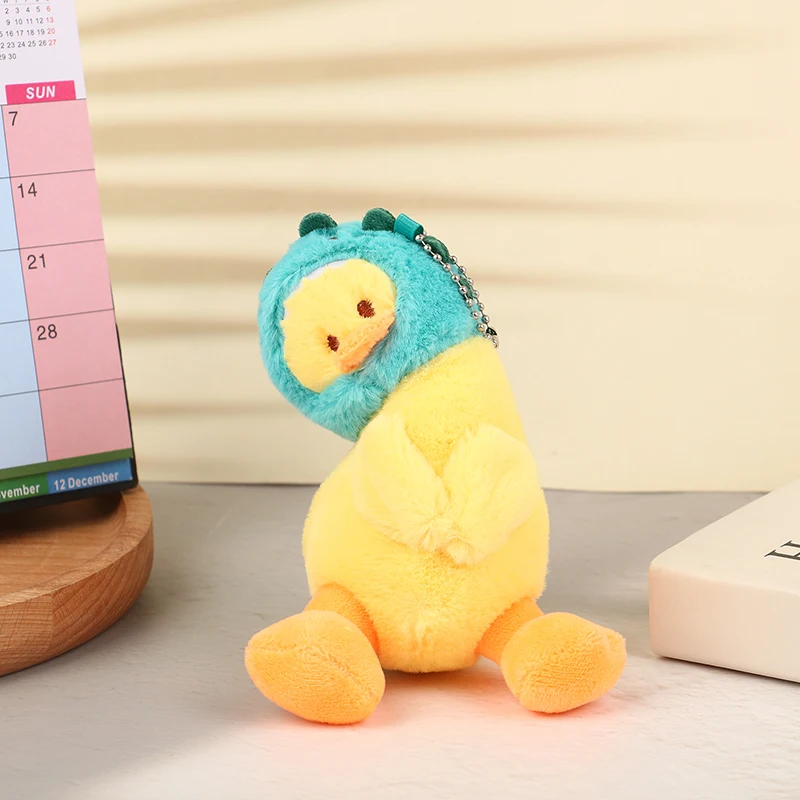 Head Cover Crooked Duck Pendant Keychain Creative Grab Machine Doll Plush Toy Backpack Pendant