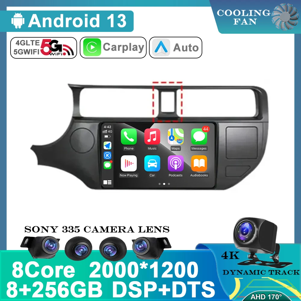 

Android 13 Carplay Auto For KIA RIO K3 PRIDE 2011 - 2015 Car Radio Multimedia Video Player Navigation GPS WIFI 4G 360 Camera DVD