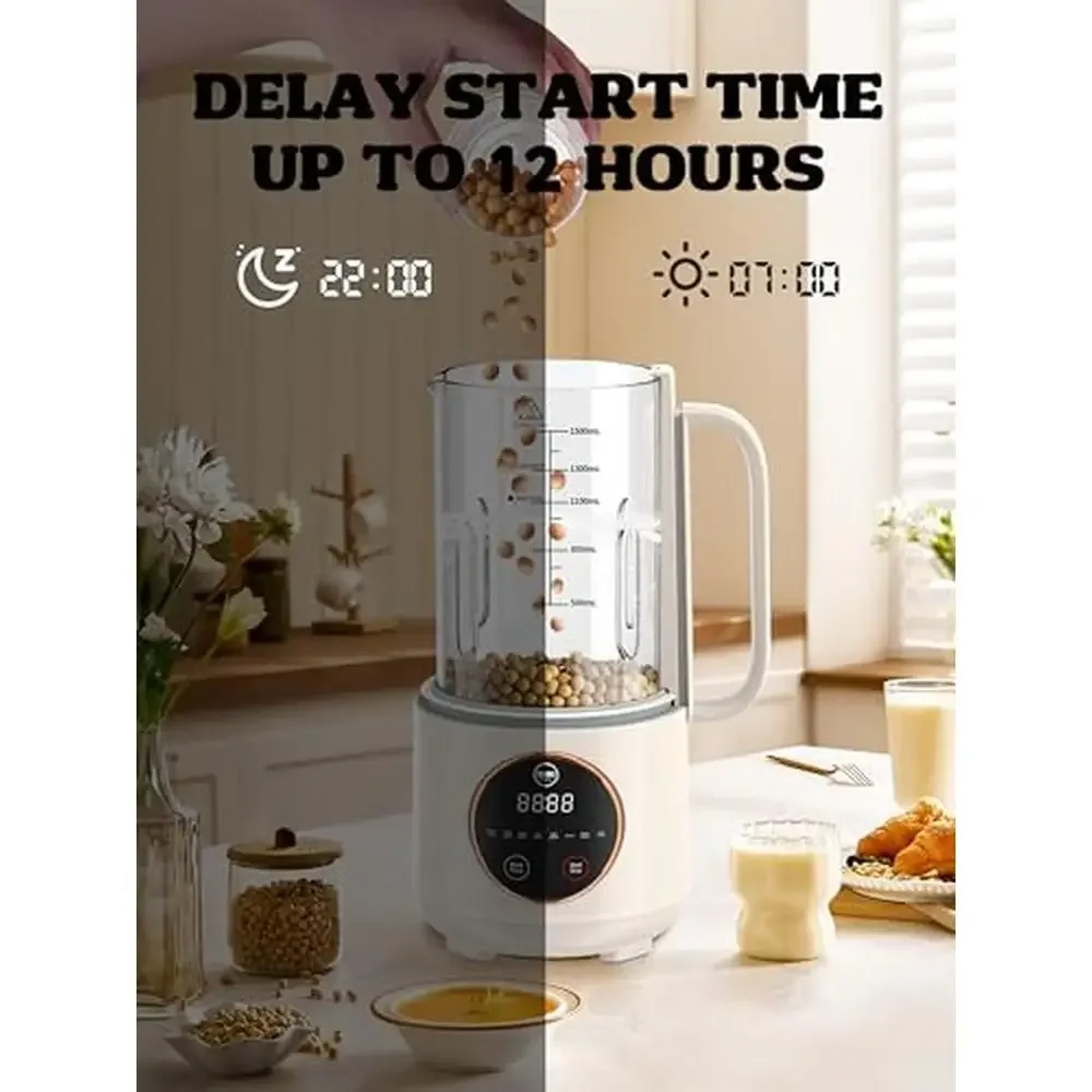 Nussmilchbereiter, 45 Unzen, 10-in-1, pflanzliche Mandel, Sojakerfer, Kokosnuss, multifunktionaler Haushaltsgerät-Timer, automatische Abschaltung, leicht zu reinigen