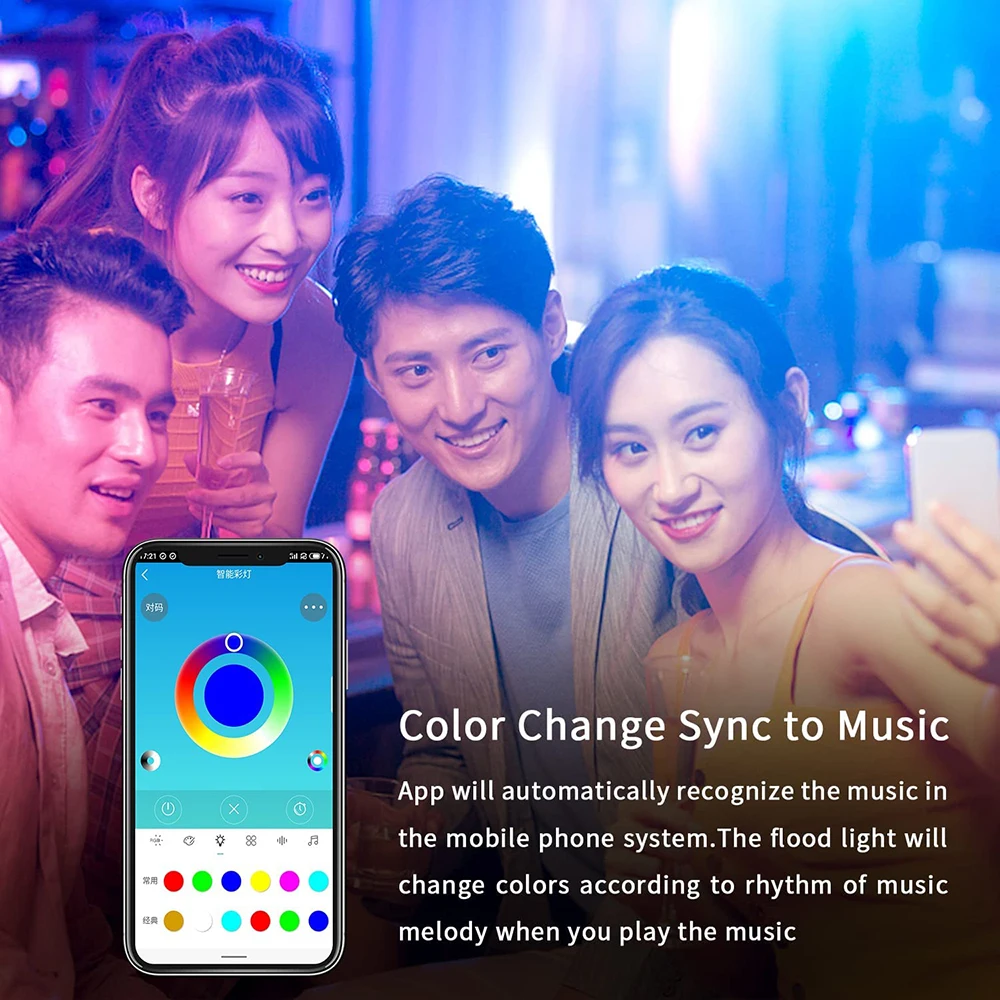 1 PCS Waterproof 15W 25W Bluetooth Smart LED Flood Light RGB APP Control LED Floodlights Garden Party Landscape Stage Lighting