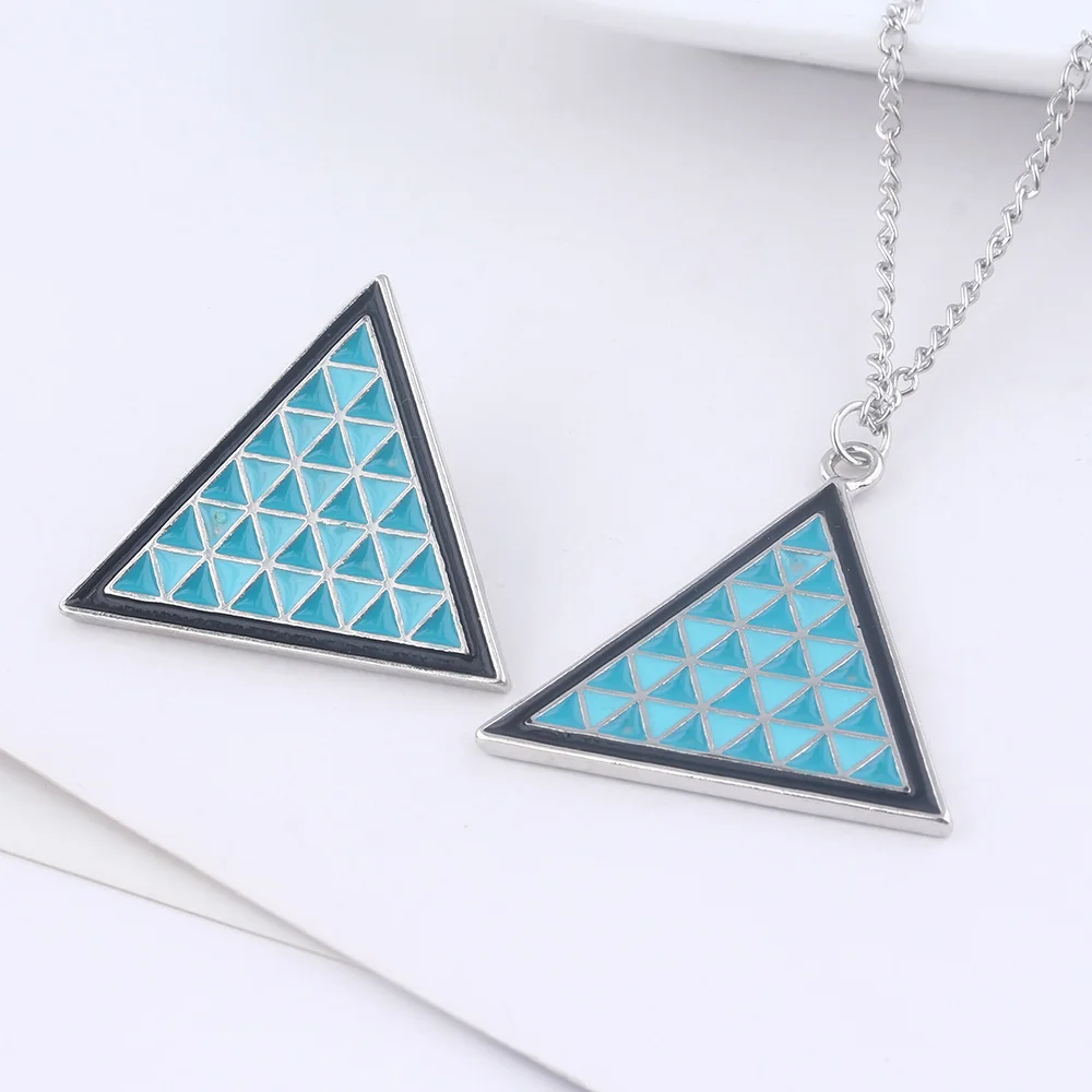 Game Detroit: Become Human Blue Triangle Badge Brooch Cosplay Props Men Women Backpack Jewelry Accessories Gifts