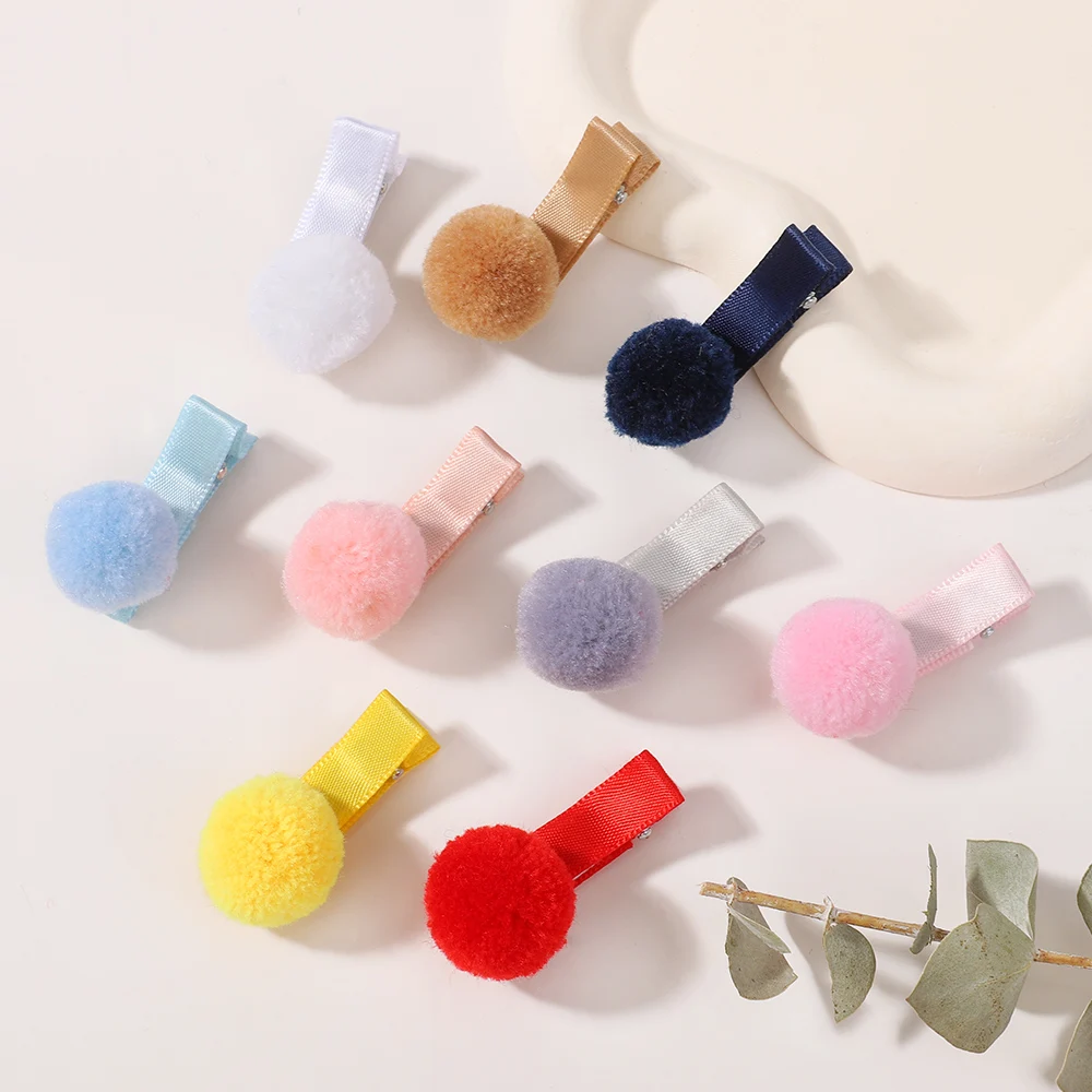 40PCS/SET Random Color Plush Ball hairclips for Baby girls Sweet Hairpin Hairgripe Barrettes Kawaii Kids Hair Accessories